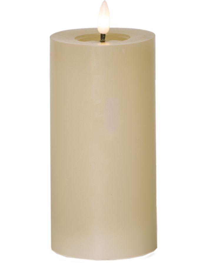 LED-Echtwachs Stumpenkerze Flamme Flow Pillar 7x17,5cm I Beige