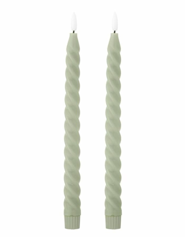 LED Kerze Ponza 2er-Set Twist I Grün