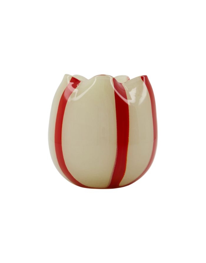 Teelichthalter / Vase  Gula I Rot/Weiß