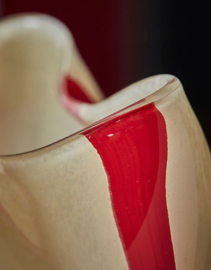 Teelichthalter / Vase  Gula I Rot/Weiß