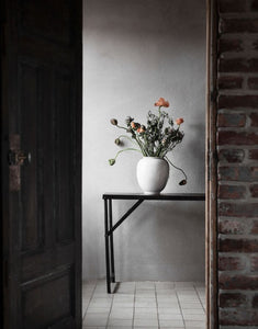 Vase Steingut  H 33cm I Weiß Glasiert