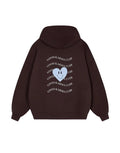 OH APRIL Hoodie Boyfriend Good Karma Wave in Truffle – oversized geschnittener Kapuzenpullover aus Baumwollmix mit Stickerei und Rückenprint.