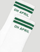 Laden Sie das Bild in den Galerie-Viewer, Socken Steffi I White/Forest Green
