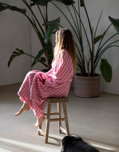 Bademantel Naram I Baby Pink/Ski Patrol Red