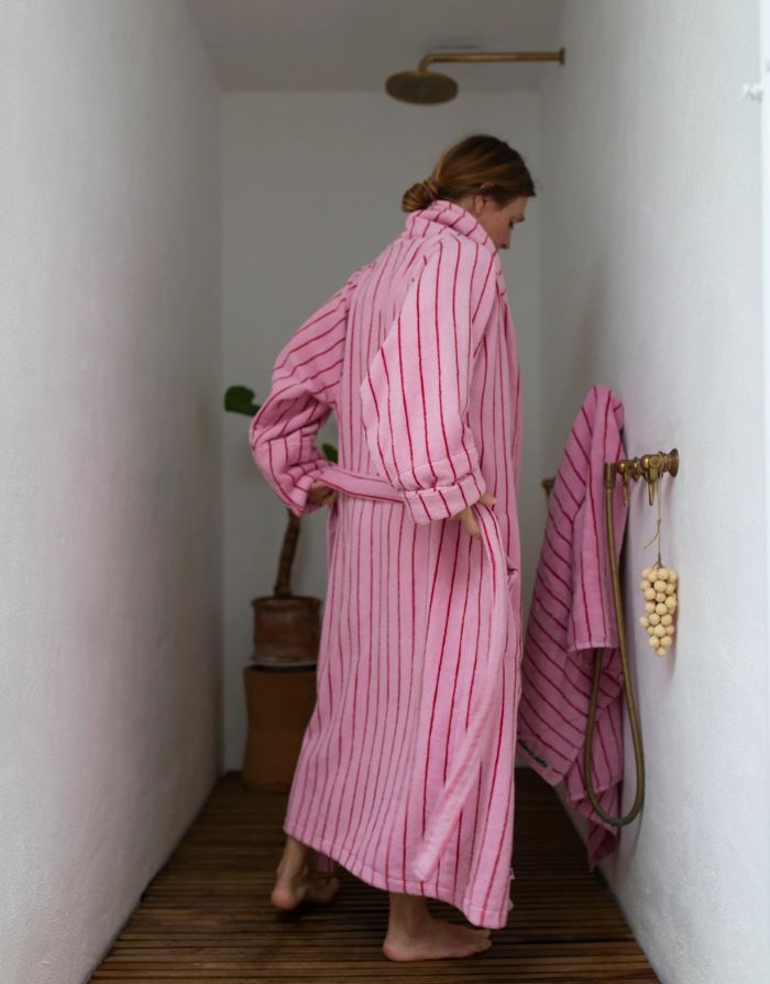 Bademantel Naram I Baby Pink/Ski Patrol Red