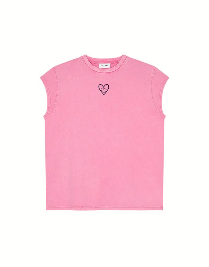 Boyfriend Shortsleeve T-Shirt Heart I Fuchsia Acid