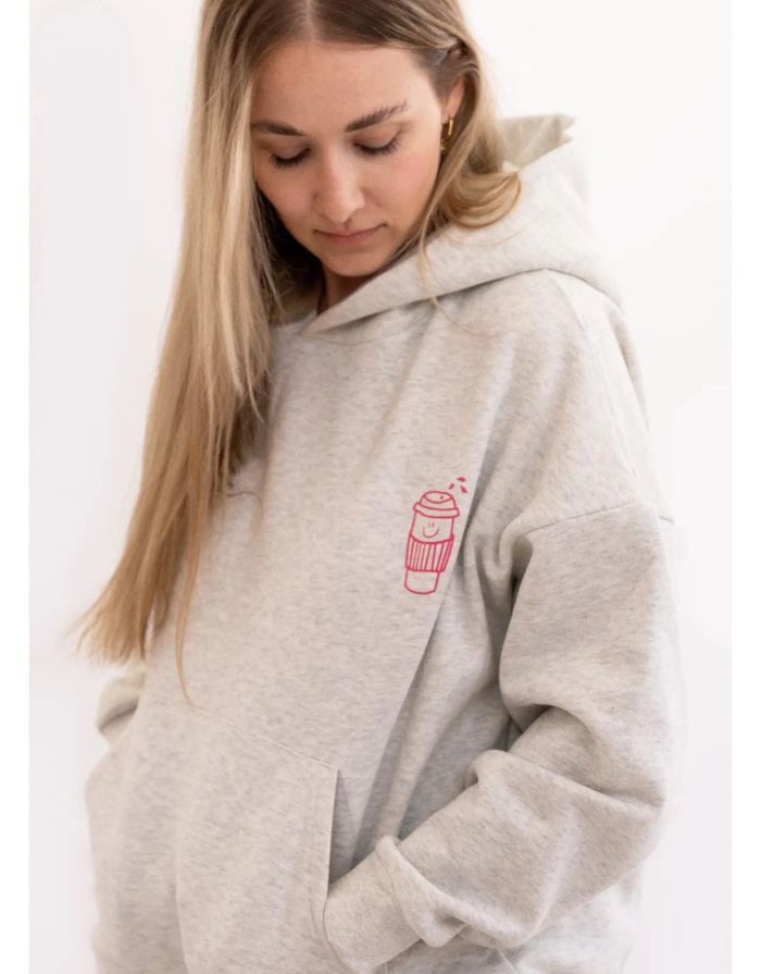 Hoodie Coffee before Chaos I Pink