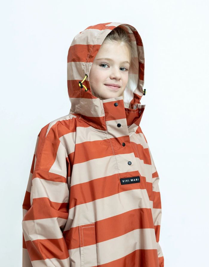 Raincoat Kids I Bold Stripes Cinnamon/Latte