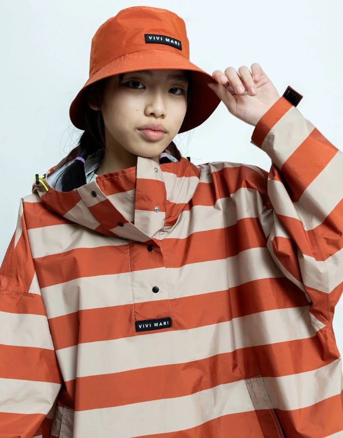 Raincoat Kids I Bold Stripes Cinnamon/Latte
