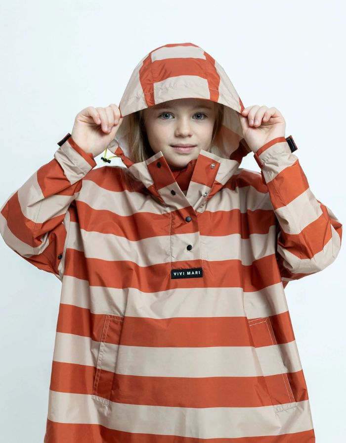 Raincoat Kids I Bold Stripes Cinnamon/Latte