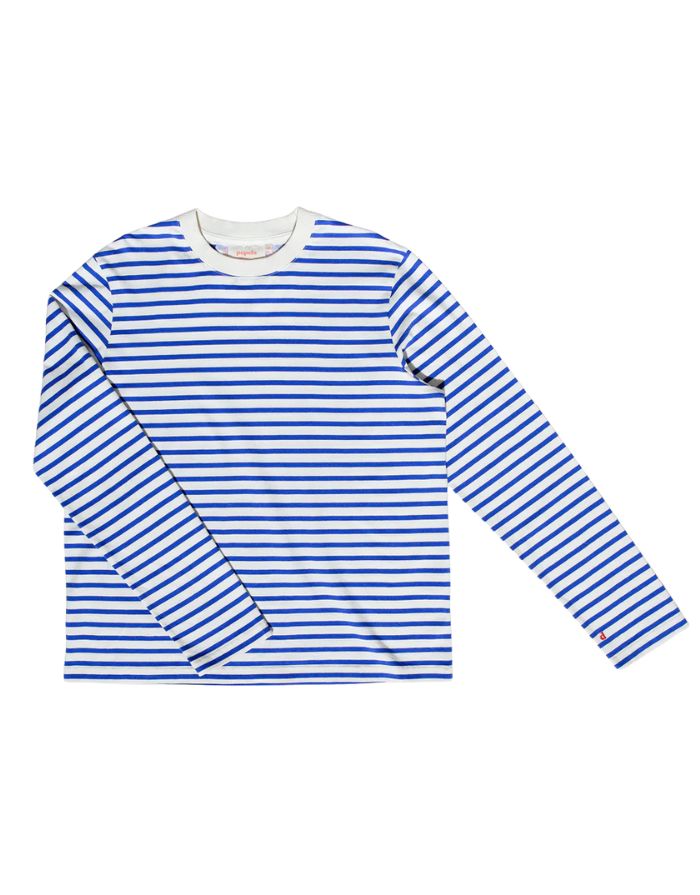 Langarmshirt Gestreift I Königsblau/Off-White