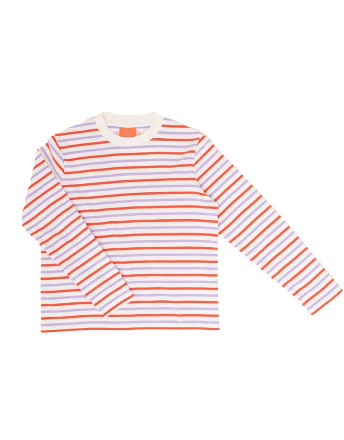 Langarmshirt Gestreift I Lila/Rot/Weiß