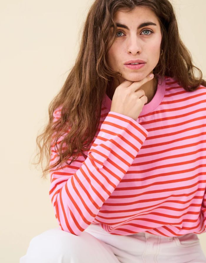 Langarmshirt Gestreift I Pink/Rot