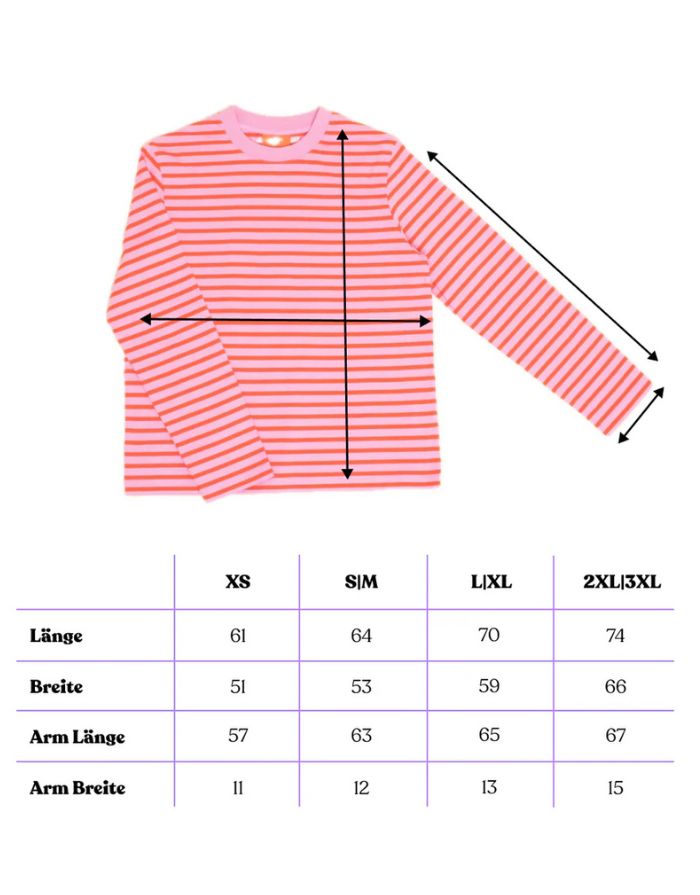 Langarmshirt Gestreift I Pink/Rot
