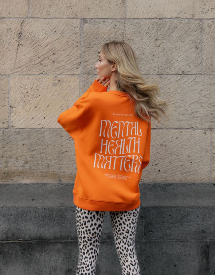 Oversized Sweater Mental Health I Orange