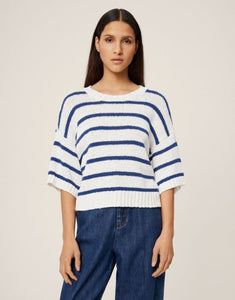 Pullover Hannalie 3/4 Striped I Egret/Ocean