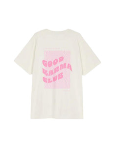 Boyfriend T-Shirt Good Karma Club I White/Blush