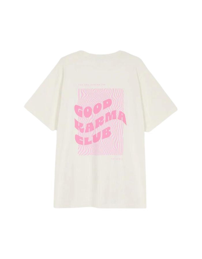 Boyfriend T-Shirt Good Karma Club I White/Blush