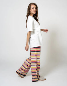Boyfriend T-Shirt Summer Party Stripe I Pearl