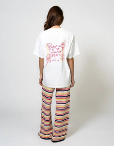 Boyfriend T-Shirt Summer Party Stripe I Pearl