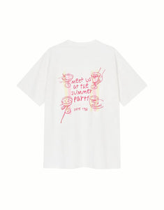 Boyfriend T-Shirt Summer Party Stripe I Pearl