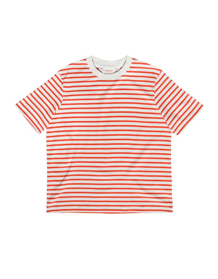 T-Shirt Gestreift I Rot/Off-White