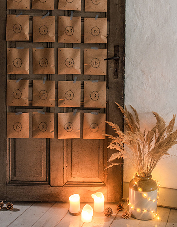 Adventskalendertüten 24er-Set I Zahlen Natur/Schwarz