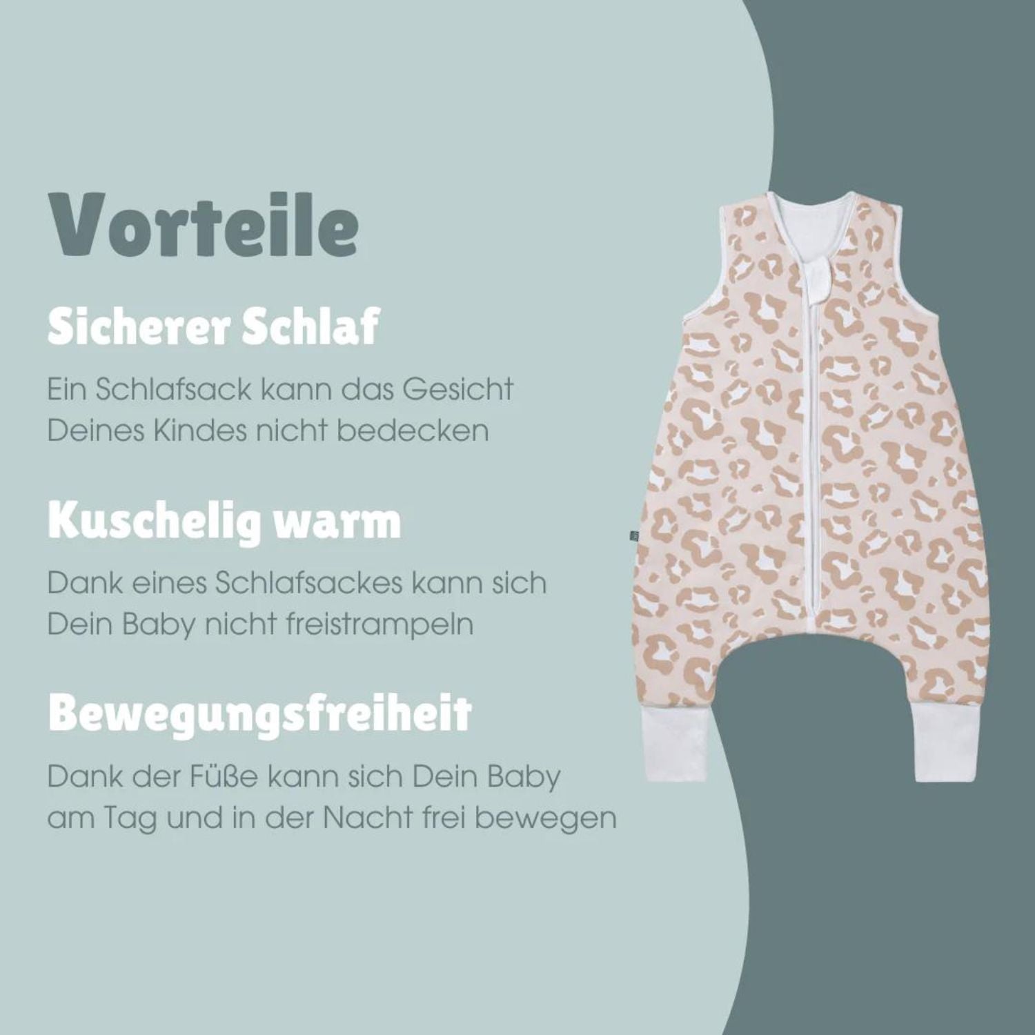 Schlafsack mit Füßen 2,5 Tog I Leo Beige