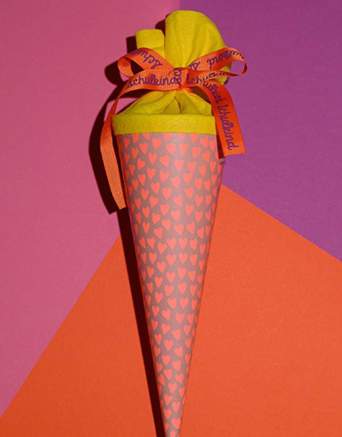 Schultüte 35cm I Herzen Rosa/Neon