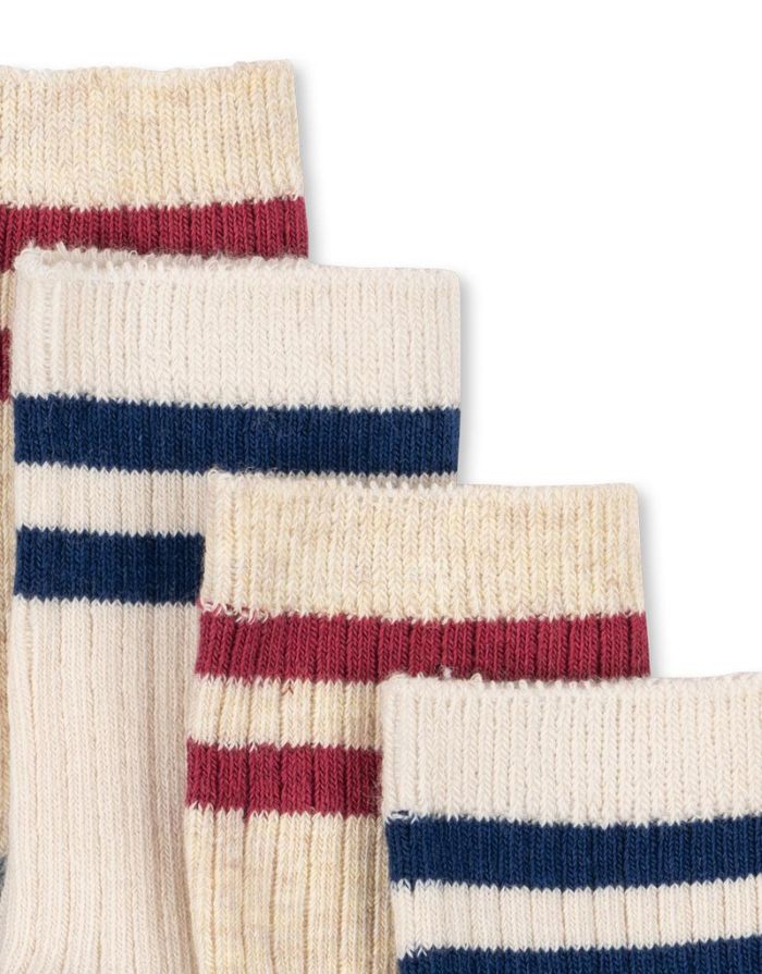 Socken Rib 2er-Set I Off White/Multi Stripe