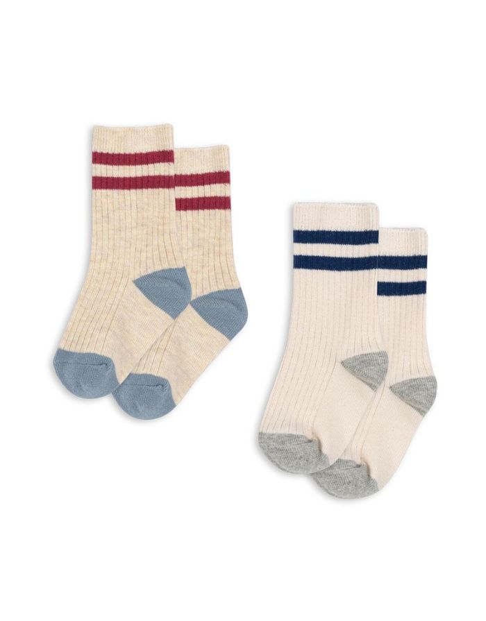 Socken Rib 2er-Set I Off White/Multi Strip