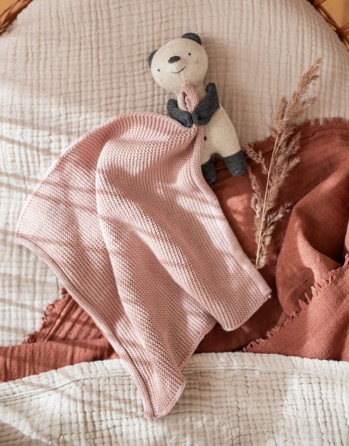 Kuscheltuch Panda I Rosa