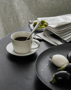 Kaffeetasse mit Untertasse Pion I Grau/Weiß