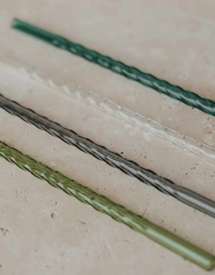 Strohhalme Glas 4er-Set I Grün gedreht