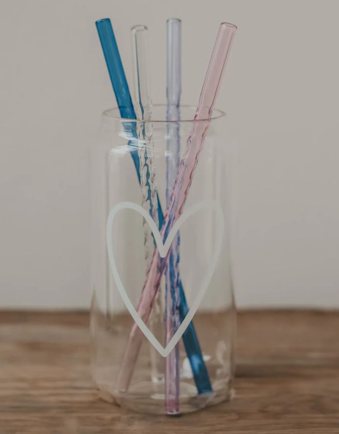 Strohhalme Glas 4er-Set I Rosa gedreht