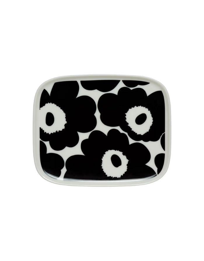 Platte Oiva/Unikko 15x12cm I Schwarz/Weiß