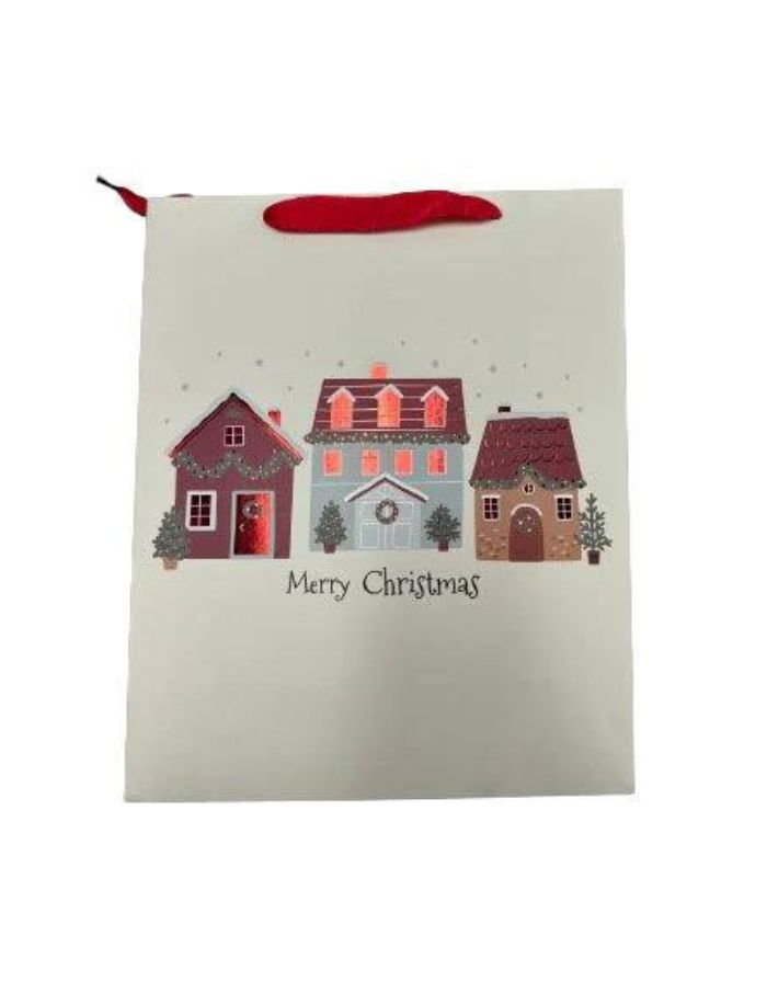 Geschenktüte Papier I Creme/Ivory Merry Christmas