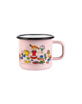 Emaillebecher in Pink mit Pippi Langstrumpf