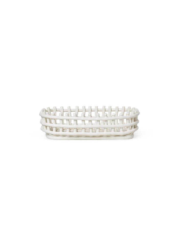 Aufbewahrung Ceramic Basket Oval I Off-White