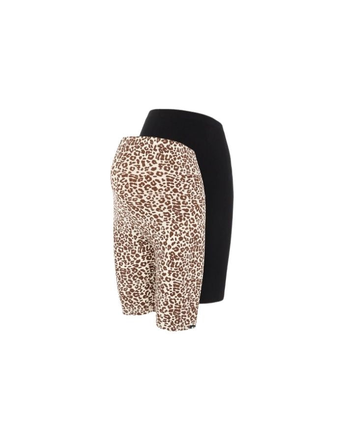 Umstandsleggings Shorts Lenni 2er-Set I Black & Animal