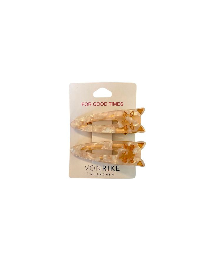 Haarclips 2er-Set Katzen I Creme