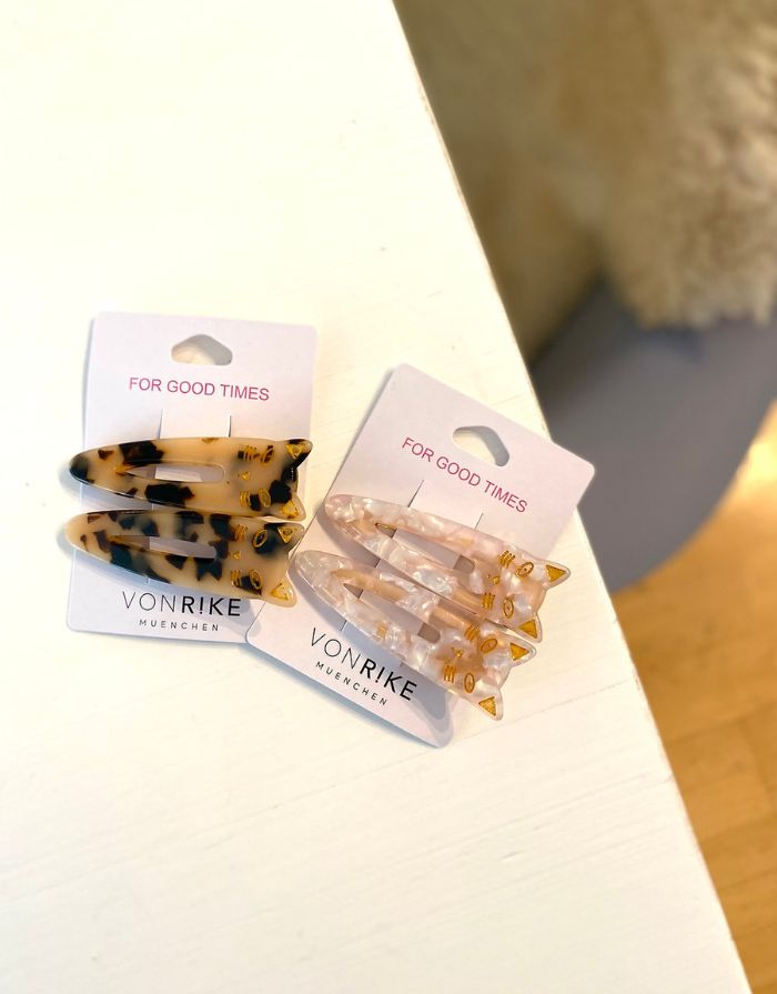 Haarclips 2er-Set Katzen I Creme