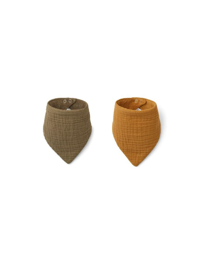 Lätzchen Andrea 2er-Set I Khaki/Golden Caramel