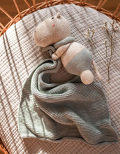 Laden Sie das Bild in den Galerie-Viewer, Kuscheltuch Hippo I Natur/Graublau
