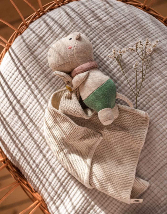 Kuscheltuch Hippo I Natur/Azur