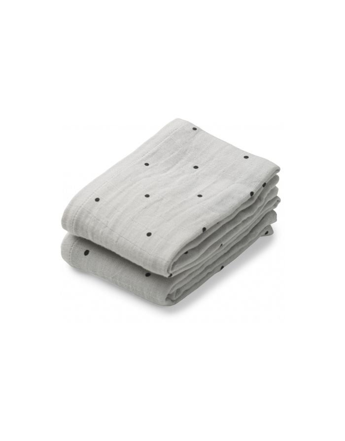 Musselin-Tuch Lewis 2er-Set I Classic Dot Dumbo Grey