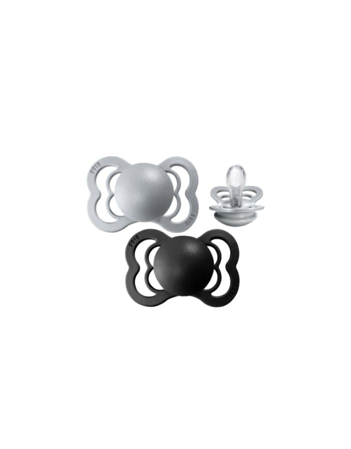 Schnuller Supreme Silikon 2er-Set I Cloud & Black