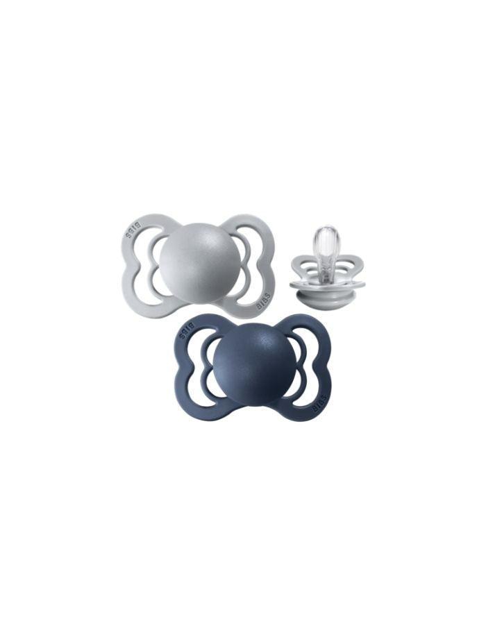 Schnuller Supreme Silikon 2er-Set I Cloud & Steel Blue