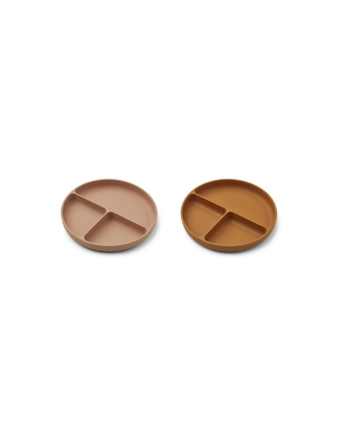 Teller Harvey mit Trennfächern 2er-Set I Dark Rose/Mustard Mix