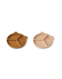 Teller Stacy mit Trennfächern & Saugnapf 2er-Set I Mustard/Tuscany Rose Mix
